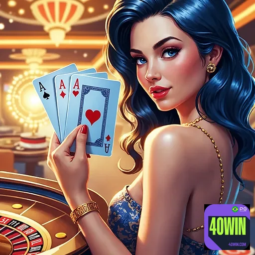 Imagem de um casino vibrante com o logo 40win, destaque para diversão e jogos de azar no site 40win.