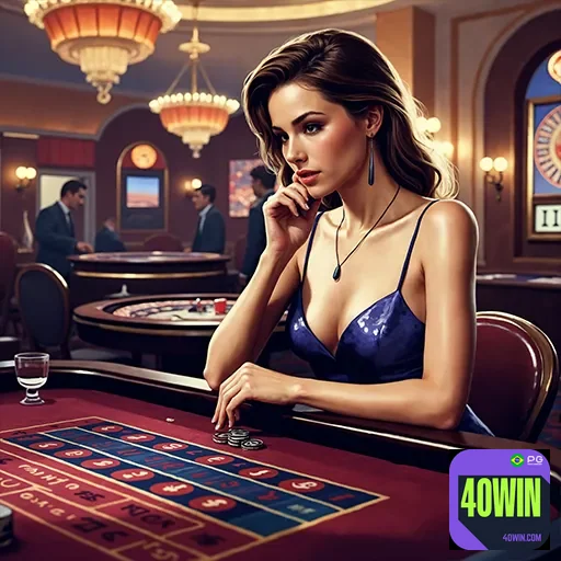 Imagem de um cassino com o logo 40win, site de apostas e jogos de azar no Brasil